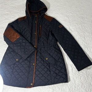 Polo Ralph Lauren Black Quilted Jacket with Brown Details-women’s